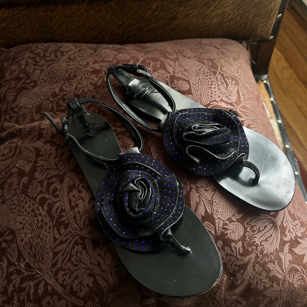 Giuseppi Zanotti Leather Rosette Sandals
